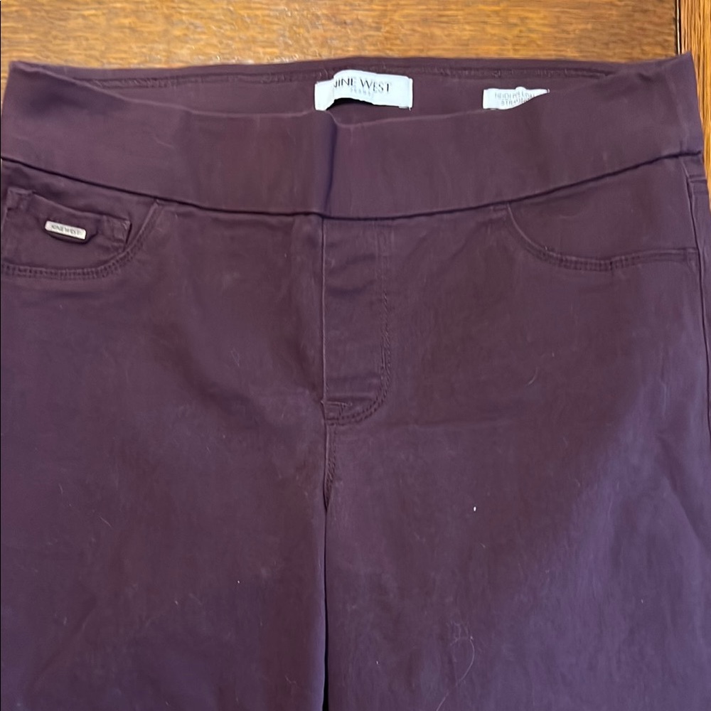 Nine West Rich Plum Heidi Pull-On Trousers-Size 6